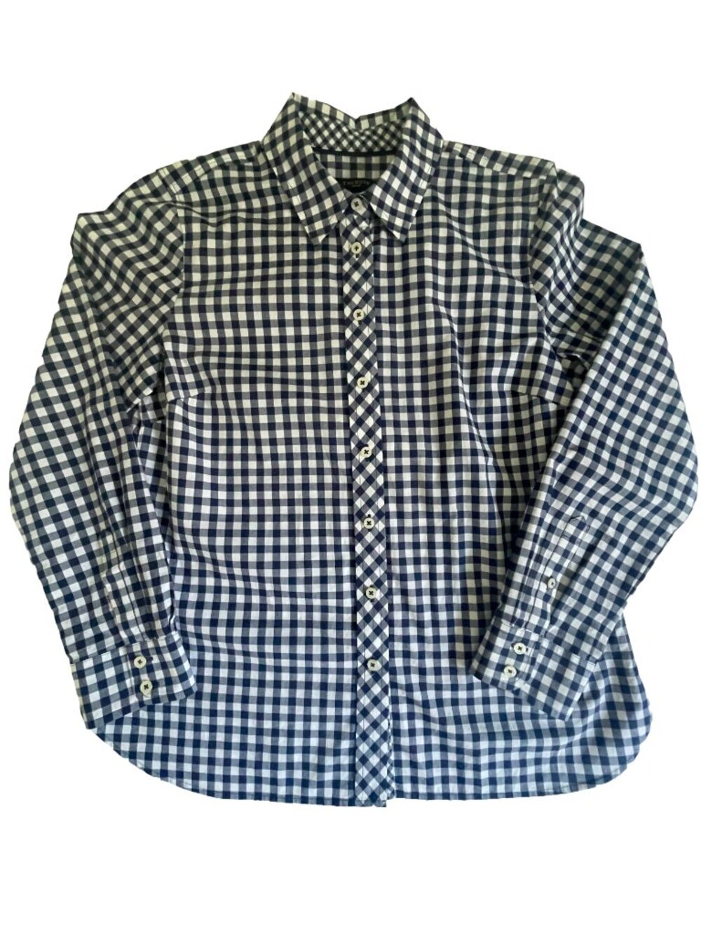 Talbots Petite Blue White Gingham Cotton Button Down Shirt 6P